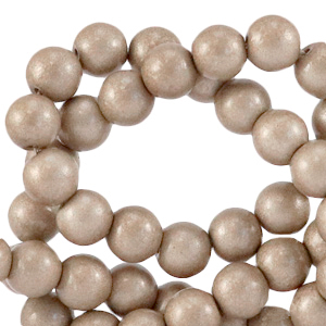Opaque glass beads 4mm fossil brown metallic, 40 pieces